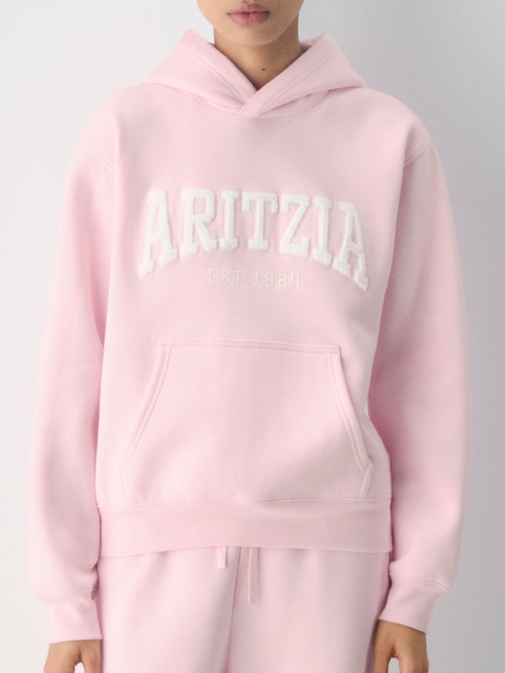 Aritzia Light Pink Hooded Pullover Sweatshirt